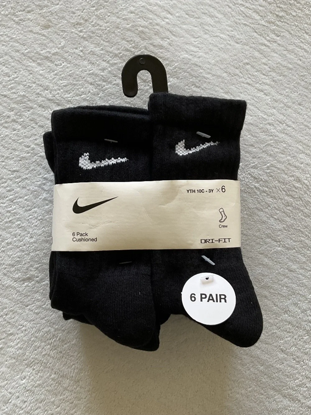 Nike Performance Basics Kids' Dri-FIT Crew Socks (6 Pairs) NWT